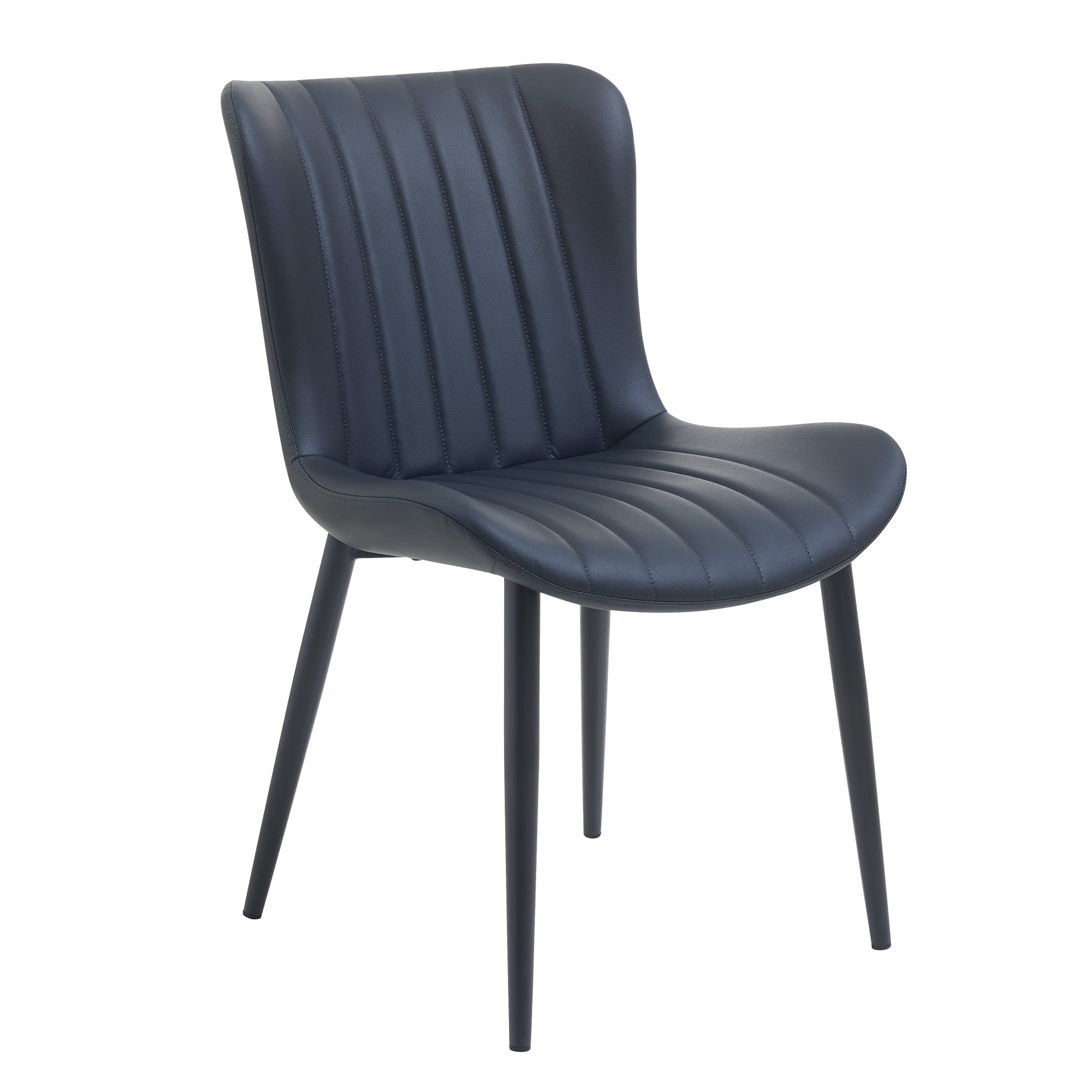 Euroco Mid-Century Modern Dining Chairs Set of 2, Accent Chairs with Curved Back and Iron Frame, Kitchen Side Chairs for Bedroom, Living Room,Dining Room,Black