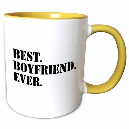 3dRose Best Boyfriend Ever - fun romantic love and dating gifts for him - for anniversary or Valentines day - Two Tone Yellow Mug,