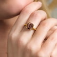 thumbnail image 4 of Gem Stone King 3.50 Ct Cushion Red Tiger Eye 18K Yellow Gold Plated Silver Double Prong Ring, 4 of 6