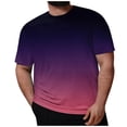thumbnail image 2 of Men's Graphic Crewneck Tshirt Plus Size Short Sleeve Gradient Color Casual Big and Tall Tees Pink 4XL, 2 of 5