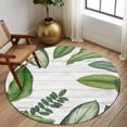 thumbnail image 2 of Round Rugs 7Ft, Green Leaves Round Area Rug Washable Indoor Throw Carpet, Tropical Summer Botanical Watercolor Elegant Wooden Large Non Slip Circle Rug for Dining Room Playroom Home Decor Aesthetic, 2 of 8