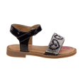 thumbnail image 2 of Petalia Girls Metallic Studded Toddler Sandals with Shiny Rhinestone Straps with Side Hook and Loop, Black, 7, 2 of 4