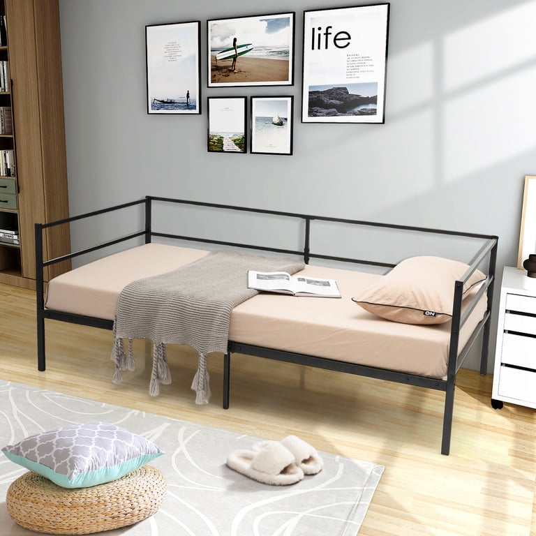 Costway Twin Metal Daybed with Headboard, Black photo 5