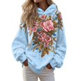 thumbnail image 7 of Womens Plus Size Graphic Hoodies Trendy Floral Printed Hooded Sweatshirts Ladies Loose Fit Pullovers Fall Long Sleeve Tops Y_Blue M, 7 of 7