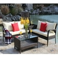thumbnail image 2 of Berna 4 Pc Outdoor Patio Wicker Ratten Sofa Set - Brown, 2 of 27