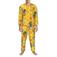 thumbnail image 4 of Bingfone Men'S Pajama Set 2 Piece Loungewear Pjs, Long Sleeve With Pajama Pants-Honeycombs, 4 of 9