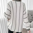 thumbnail image 4 of JGGSPWM Womens Fashion Oversized Striped Tunic Sweaters Casual V Neck Long Sleeve Color Block Knit Pullover Jumper Tops White XL, 4 of 4