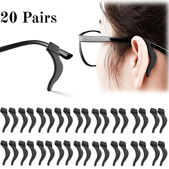 LQQBOX Eyeglass Ear Grips -20 Pairs eye glasses ear grippers Anti-slip Holder, Silicone Ear Hook, glasses ear grip Sleeve Retainer for Sports Glasses, Sunglasses Reading Glasses
