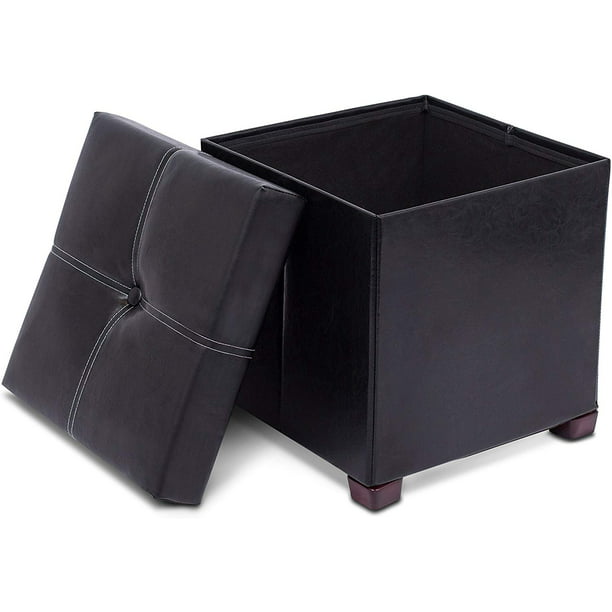 Faux Leather Storage Ottoman, Leather Storage Cube Ottoman