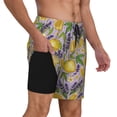 thumbnail image 2 of Kdxio Lavender Flowers Print Men's Swim Trunks with Compression Liner 7 Inch Inseam Quick Dry Swim Shorts, 2 of 7