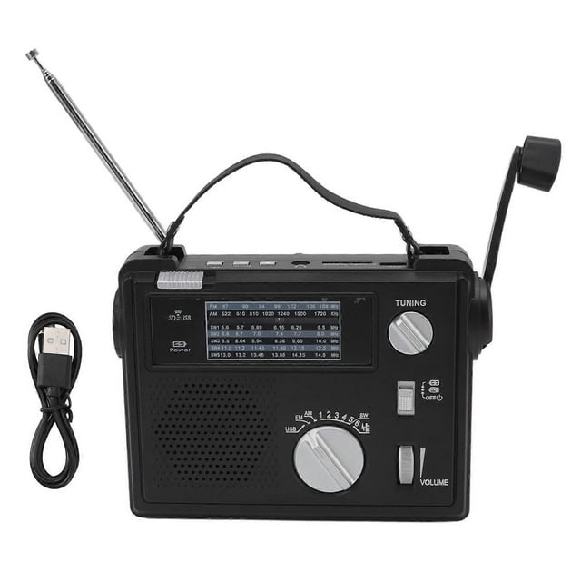 Radio à Manivelle AM FM SW Multi-Bandes LED Radio d'Urgence avec Lecteur MP3 Emplacement pour Disque U