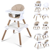 INFANS Baby High Chair, 9 in 1 Convertible Highchair for Babies and Toddlers, Building Block Table Dining Booster Seat Activity Desk Kids Stool with Adjustable Removable Tray