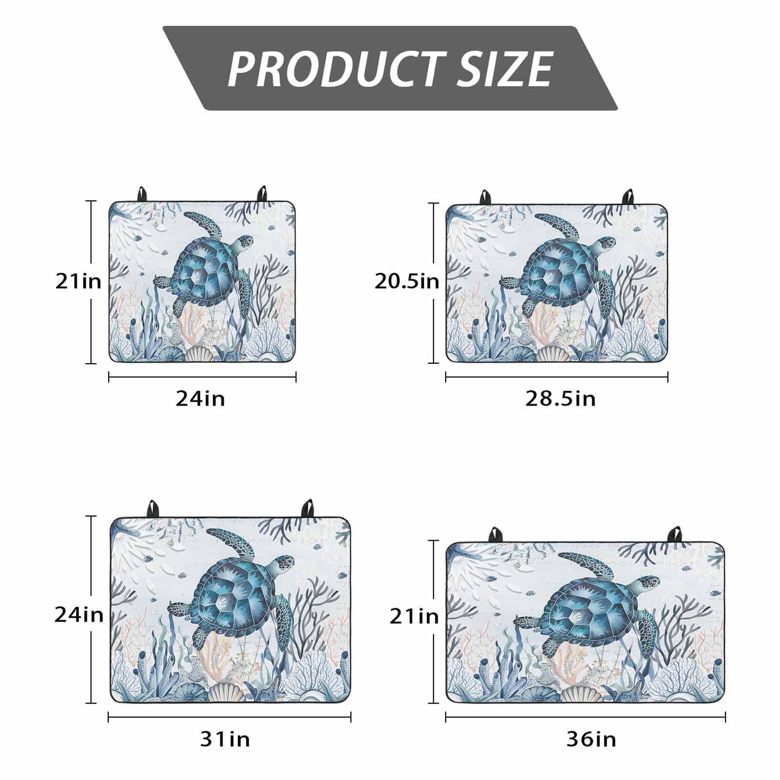 Summer Sea Turtle Stove Top Cover for Electric Stove, Heat-proof & Non Slip Glass Top Stove Cover Protector, Vintage Ocean Coastal Coral Flower Kitchen Flat Cooktop Rubber Mat 28.5x20.5 Inches