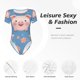 thumbnail image 4 of Balery Cute Pig Flowers Body de cuello redondo de manga corta para mujer Tops de manga corta Tops básicos-Small, 4 of 7