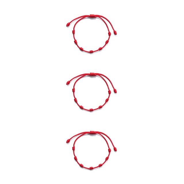 Jumpingount Pulseras anudadas con 7 nudos de la suerte, tejida de longitud, accesorios populares para mujer, cadena de mano, Unisex, adultos, Type1 NO1
