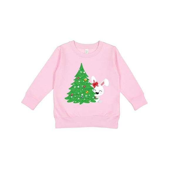 Inktastic Christmas Bunny, White Bunny, Christmas Tree, Xmas Toddler Sweatshirt