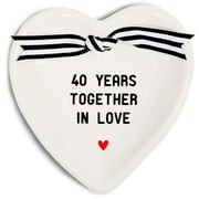 Pavilion Gift Company - 40th Anniversary - 4.5" x 4.5" Heart-Shaped Keepsake Dish