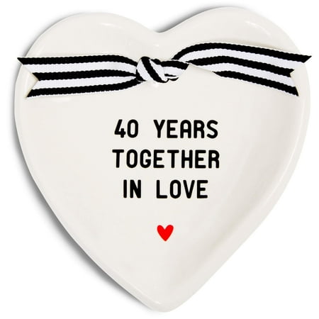 Pavilion Gift Company - 40th Anniversary - 4.5" x 4.5" Heart-Shaped Keepsake Dish