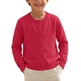 thumbnail image 5 of Kids' Solid Color Round Neck Button Cardigan, Long Sleeve Knit Outerwear, Ideal for Daily School Looks and Casual Family Outings, 1-11 Years Wine 10-11 Years, 5 of 9