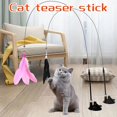 thumbnail image 2 of Interactive Cat Teaser Stick Toy Suction Cup Base Detachable Handheld with Bell Storage Portable Feather Stick Cat Toy Play Pink, 2 of 6