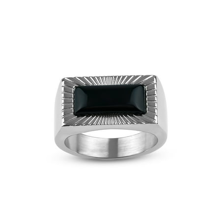 - Rectangle Onyx 316L Stainless Steel Flat-Top Ring