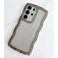 thumbnail image 5 of Compatible for Galaxy S21 Ultra Case 6.8",Curly Wave Design Transparent Shiny Case Cute Clear Transparent Shockproof Bumper Protection Soft Phone Cover Case for Women Girls Men,Clear/Black, 5 of 17
