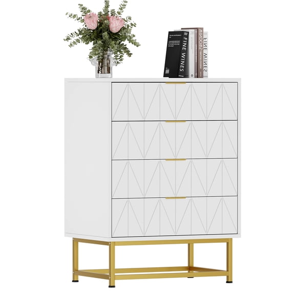 Qinaqin 4 Cajón Tela cm de Profundidadresser con Madera Top Pequeño Almacenamiento Chest para Clothes Ideal as Moderno Nightstand o End Mesa
