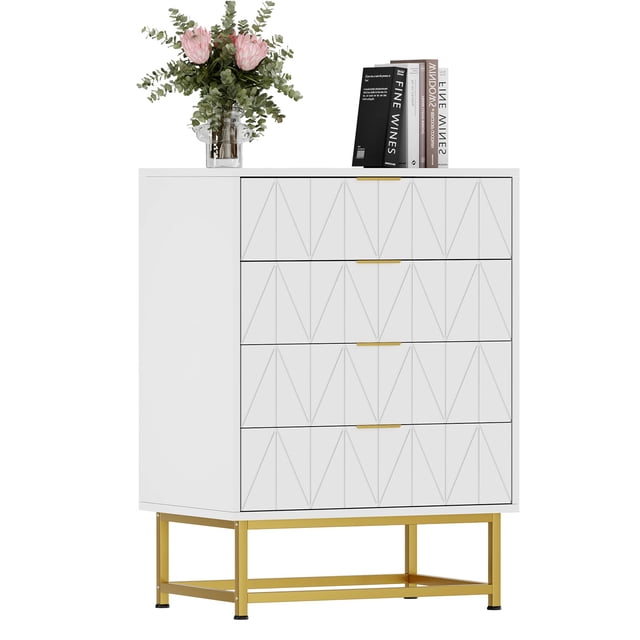 Qinaqin 4 Cajón Tela cm de Profundidadresser con Madera Top Pequeño Almacenamiento Chest para Clothes Ideal as Moderno Nightstand o End Mesa
