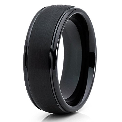 Tungsten Wedding Band Tungsten Carbide Black Tungsten Ring Men and Women 8mm Black Tungsten Comfort Fit