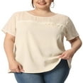 thumbnail image 1 of CHUANK Blouse Unie à Manches Courtes à Pois d'Été pour Femmes Grande Taille, 1 of 5
