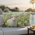 thumbnail image 2 of Outdoor Pillow Cover Lamb Set of 2 Waterproof Throw Pillowcases Wild Daisy Spring Green Flowers Plant Decorative Patio Furniture Pillows for Couch Garden Indoor & Outdoor Use, 2 of 9