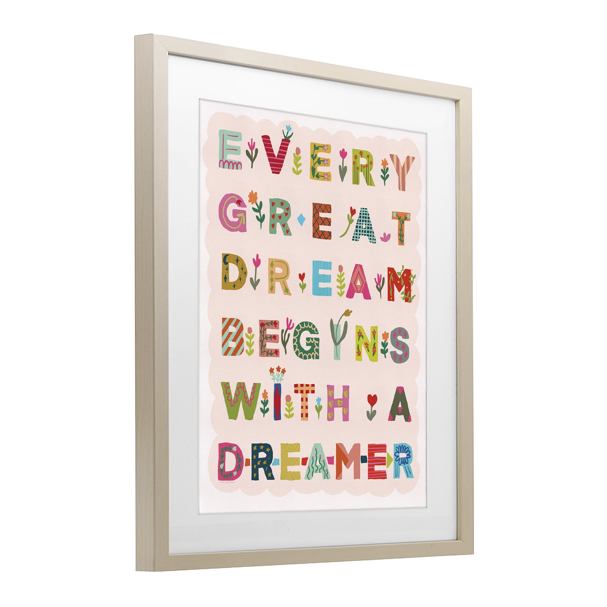 Stupell Industries Every Great Dream Birch Framed Print Under Glass, design by Kamdon Kreations
