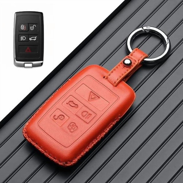Housse de Protection pour Clé de Voiture en Cuir Véritable pour Land Rover Range Rover Jaguar E-Pace XK