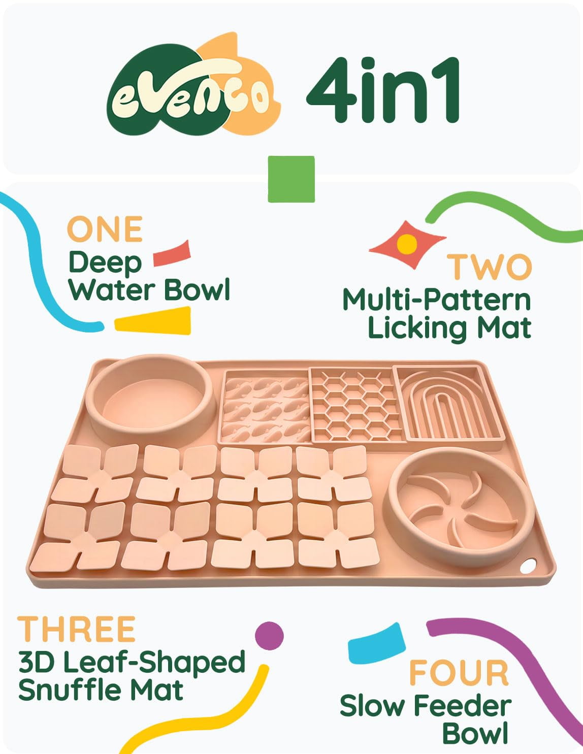 Slow Feeder Bowl, Silicone Lick Mat with Suction Cups for Dog Cat, Snuffle Mat for Pet Smell Training, Puzzle Toys for Bored Puppy, Interactive Sniff Mat for Slow Eating and Keep Busy, Pink