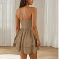 thumbnail image 5 of qucoqpe Womens Summer Strapless Dress Sleeveless Backless Ruffle Flowy Mini Dress Solid Color A-Line Sundress, 5 of 6