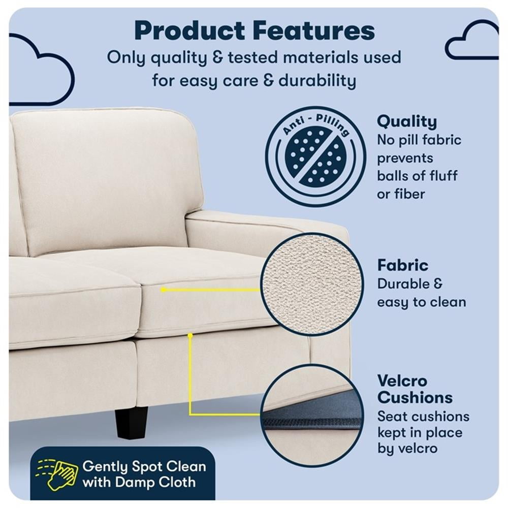 Bowery Hill 61" Track Arm Sofa Loveseat with Removable Covers Cream White