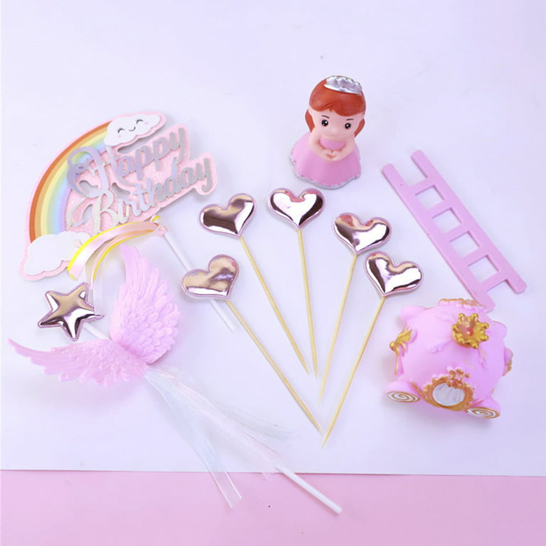  Angel and Stitch Cake Topper 6 inch Widthx3 inch Stakes  Centerpiece Photo Booth Prop,Pink : Grocery & Gourmet Food