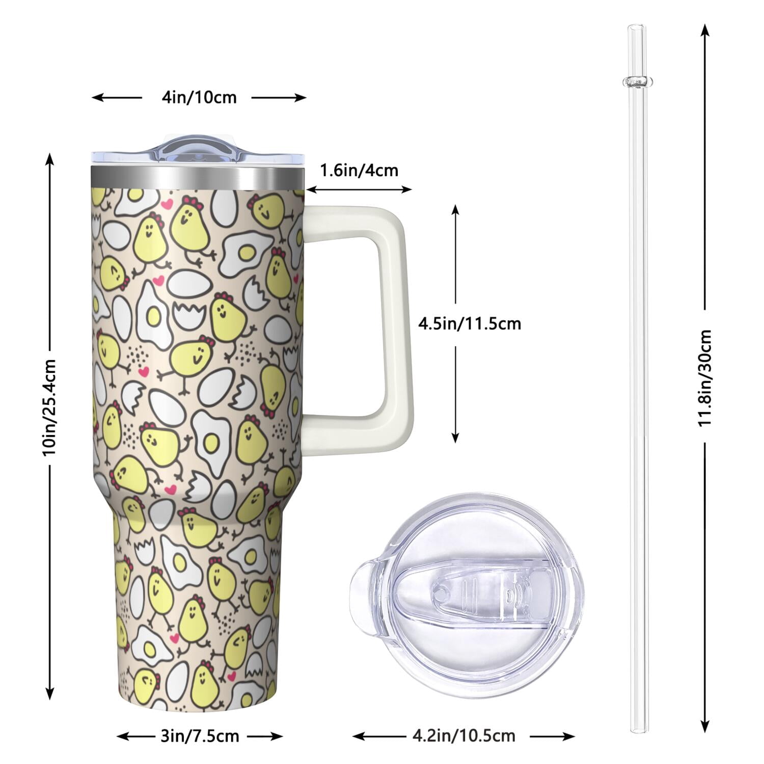 Chicken 40oz Tumbler with Handle Straw Teacher Gifts for Chicken Educators 40 oz Chicken Theme Tumbler Spill Proof Lid Double Insulated Travel Accessories Must Have