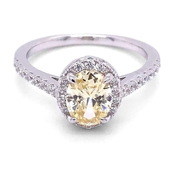 Elevate your Style with TheJewelryHut Vintage Inspired Halo Style Couture Yellow and White Crystalline Silver Ring