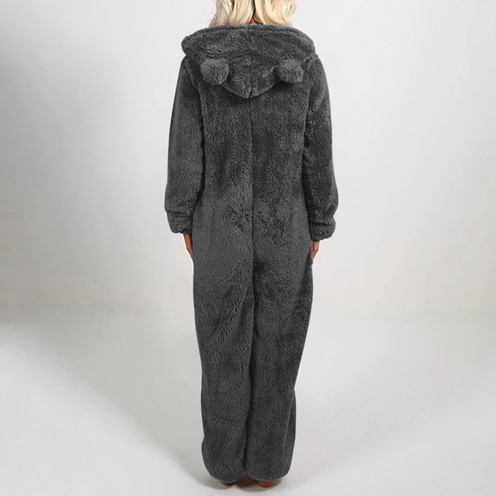 jsaierl Women Onesies Fluffy Fleece Jumpsuits Sleepwear Plus Size Hood ...