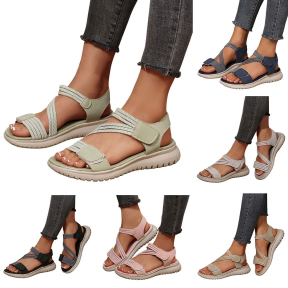Dakaela Women's Walking Sandals Strappy Summer Hiking Sport Shoes Athletic Workout Gym Slip on Sneakers with Arch Support Size 6.5