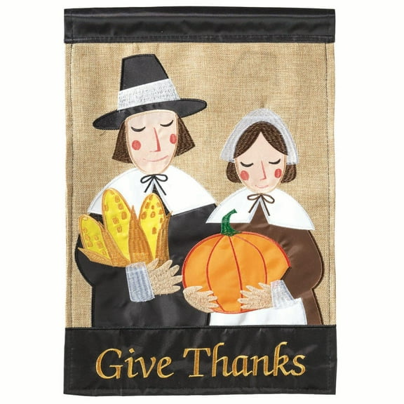 Pilgrims Give Thanks Mayflower 13 x 18 Small Harvest House Flag