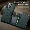thumbnail image 7 of For iPhone 16 Pro Max 6.9" RFID Blocking 2 In 1 Detachable Leather Wallet With Popup Button Multi-Card Slot Zipper Pocket Magnetic Phone Case,Green,For iPhone 16 Pro Max, 7 of 7