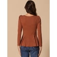 thumbnail image 4 of DARING DIVA Long Sleeve Scoop Neck Peplum Top XS Brown, 4 of 6