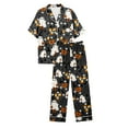 thumbnail image 7 of HOWPAY Halloween Pajamas Women Set Ghost Pumpkin Print Short Sleeve Button down Shirts and Pants Comfort Lounge Set 2 Piece Classic Soft Loungewear Pjs Set Black S, 7 of 7