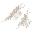 thumbnail image 3 of 2 peinetas de perlas hechas a mano para el pelo, joyería nupcial, horquilla, decoración para el pelo para bodas y mujeres, 3 of 8