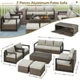 thumbnail image 3 of 7-Piece Aluminum Patio Furniture Set with PE Rattan, Storage Coffee Table & 2 Ottomans, Beige, 3 of 9