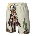 thumbnail image 4 of Sikiie Vintage Cowboy Riding Horse Print Men's Beach Shorts, High Elastic Quick-drying Shorts - with Drawstring and Slip Pockets, Suitable for Beach, Sports, Vacation-X-Large, 4 of 6