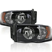 Spec-D Tuning Black Headlights Compatible with 2002-2005 Dodge Ram 1500, 2003-2005 Ram 2500 3500 L R Pair Head Light Lamp Assembly
