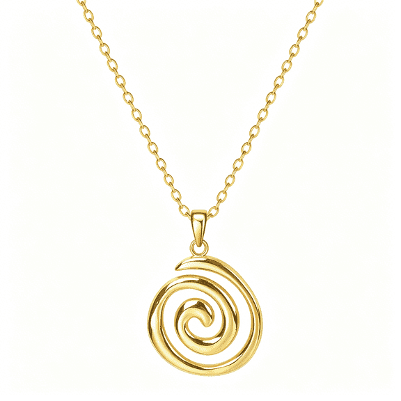 DESIGNICE Spiral Pendant Necklace for Women, 14k Gold Plated Jewelry Gift with Adjustable Stainless Steel Chain 18''